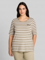 Tom Tailor Plus Size - T-Shirt mit Stickerei - Olive White Stripe Tom Tailor Plus Size - T-Shirt mit Stickerei - Olive White Stripe