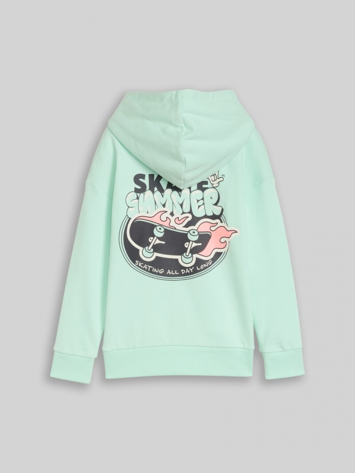 Tom Tailor Oversize Hoodie Sweatshirt mit Rückenprint - Light Bay Green