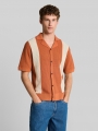 Tom Tailor Strickhemd mit Resort Kragen und Knopfleiste - Orange White Colorblock Tom Tailor Strickhemd mit Resort Kragen und Knopfleiste - Orange White Colorblock