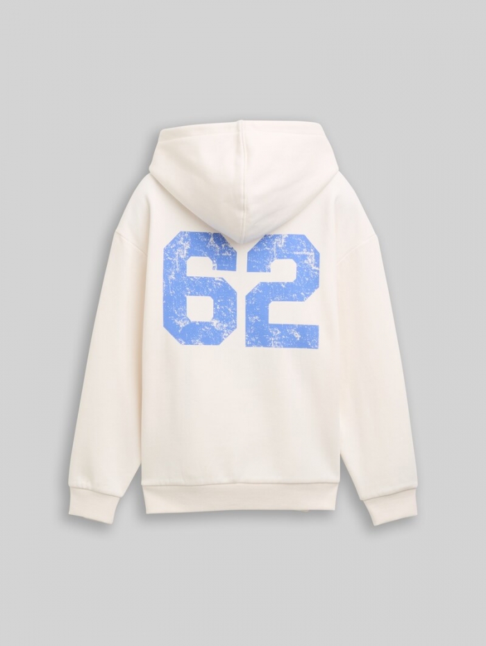 Tom Tailor Oversize Hoodie Sweatshirt mit Rückenprint - Gardenia White Tom Tailor Oversize Hoodie Sweatshirt mit Rückenprint - Gardenia White