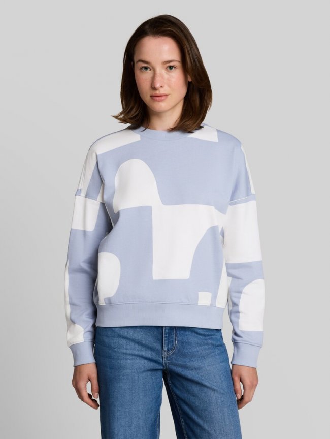Tom Tailor Loose Fit Sweatshirt mit Muster - Foggy Blue Big Scale Print Tom Tailor Loose Fit Sweatshirt mit Muster - Foggy Blue Big Scale Print