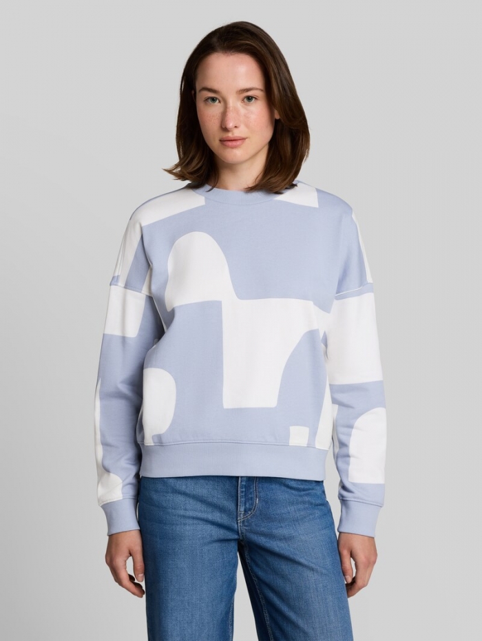Tom Tailor Loose Fit Sweatshirt mit Muster - Foggy Blue Big Scale Print Tom Tailor Loose Fit Sweatshirt mit Muster - Foggy Blue Big Scale Print