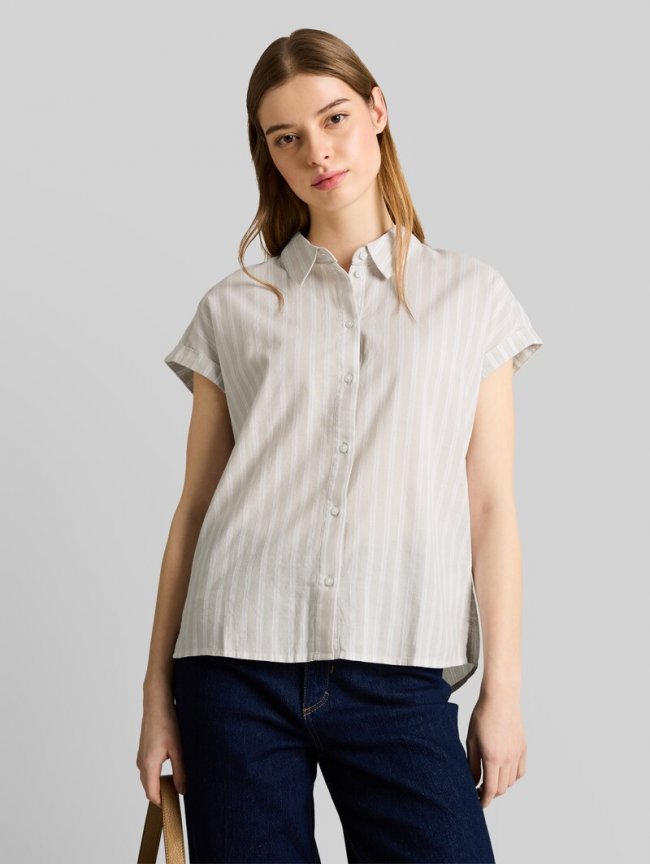 Tom Tailor Bluse mit Streifenmuster - Beige White Stripe