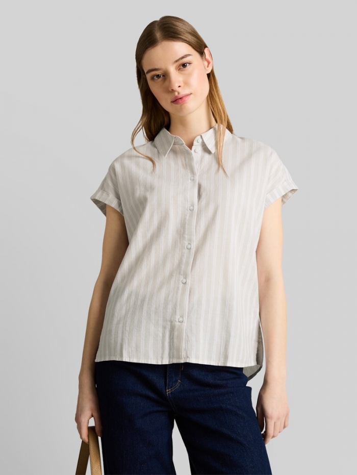Tom Tailor Bluse mit Streifenmuster - Beige White Stripe Tom Tailor Bluse mit Streifenmuster - Beige White Stripe