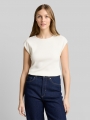 Tom Tailor Slim Fit T-Shirt mit Rippstruktur - Off White