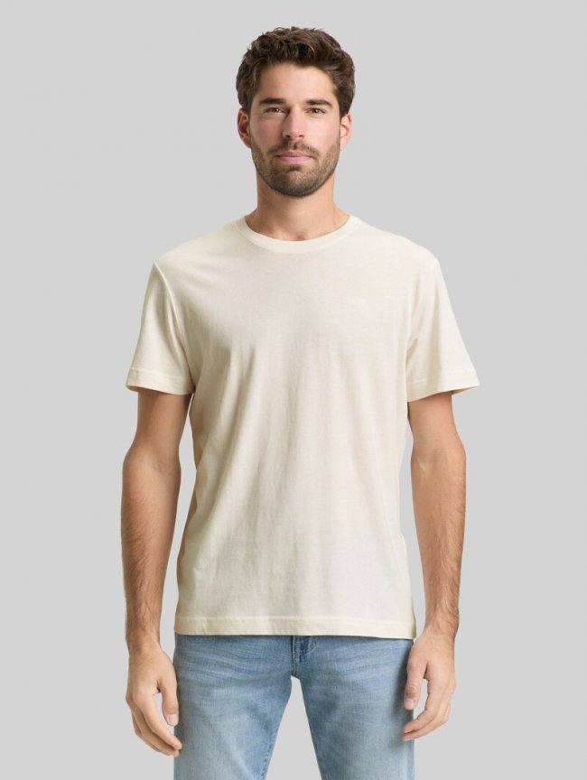 Tom Tailor T-Shirt mit Logo-Stickerei - Gardenia White Tom Tailor T-Shirt mit Logo-Stickerei - Gardenia White