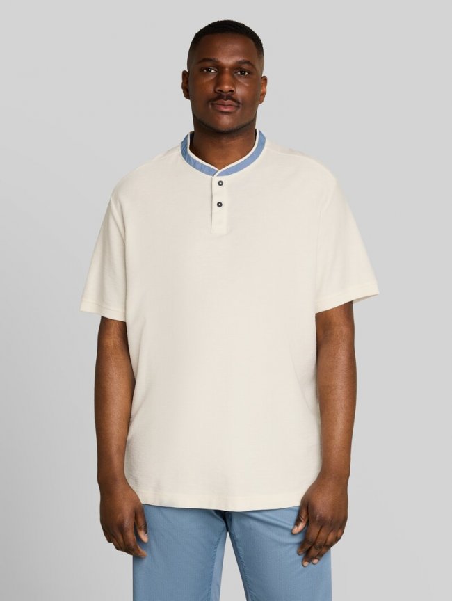 Tom Tailor Plus Size - Poloshirt mit Stehkragen - Gardenia White Tom Tailor Plus Size - Poloshirt mit Stehkragen - Gardenia White