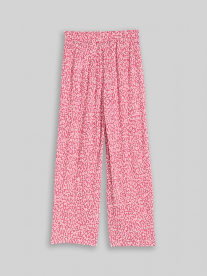 Tom Tailor Wide Leg Hose mit Struktur - Small Pink Flower Print Tom Tailor Wide Leg Hose mit Struktur - Small Pink Flower Print