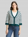 Tom Tailor Loose Fit Cardigan mit Streifenmuster - White Green Knit Stripe Tom Tailor Loose Fit Cardigan mit Streifenmuster - White Green Knit Stripe