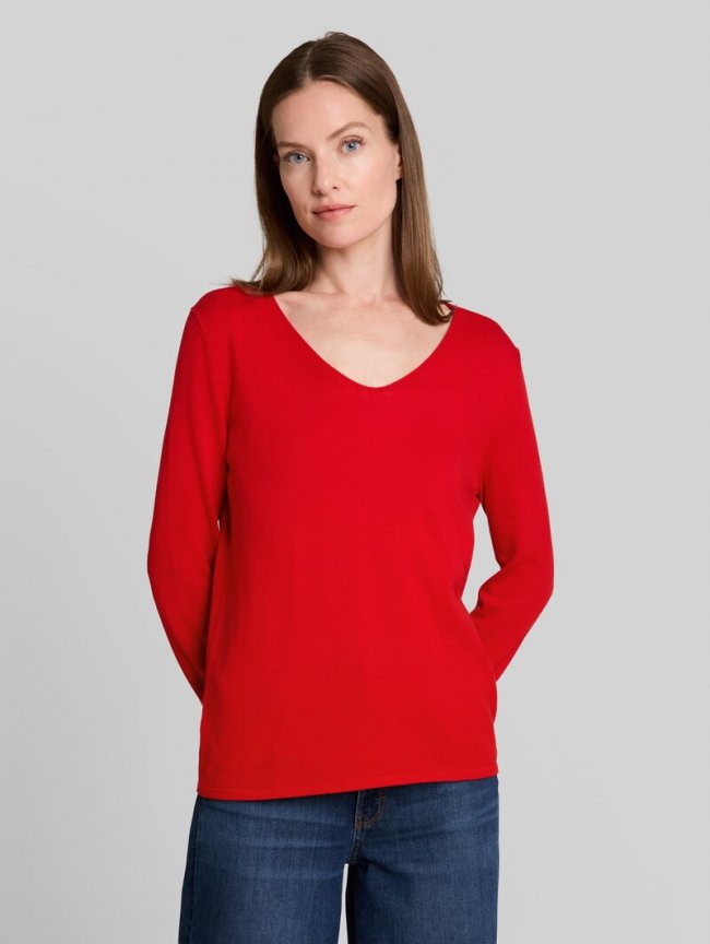 Tom Tailor Strickpullover mit V-Ausschnitt - Soft Scarlet Red Tom Tailor Strickpullover mit V-Ausschnitt - Soft Scarlet Red