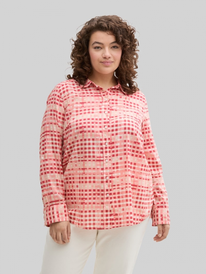 Tom Tailor Plus Size - Bluse mit Muster - Berry Red Check Design Tom Tailor Plus Size - Bluse mit Muster - Berry Red Check Design