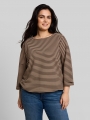 Tom Tailor Plus Size - Langarmshirt mit Knopf-Details - Dark Brown Beige Stripe Tom Tailor Plus Size - Langarmshirt mit Knopf-Details - Dark Brown Beige Stripe