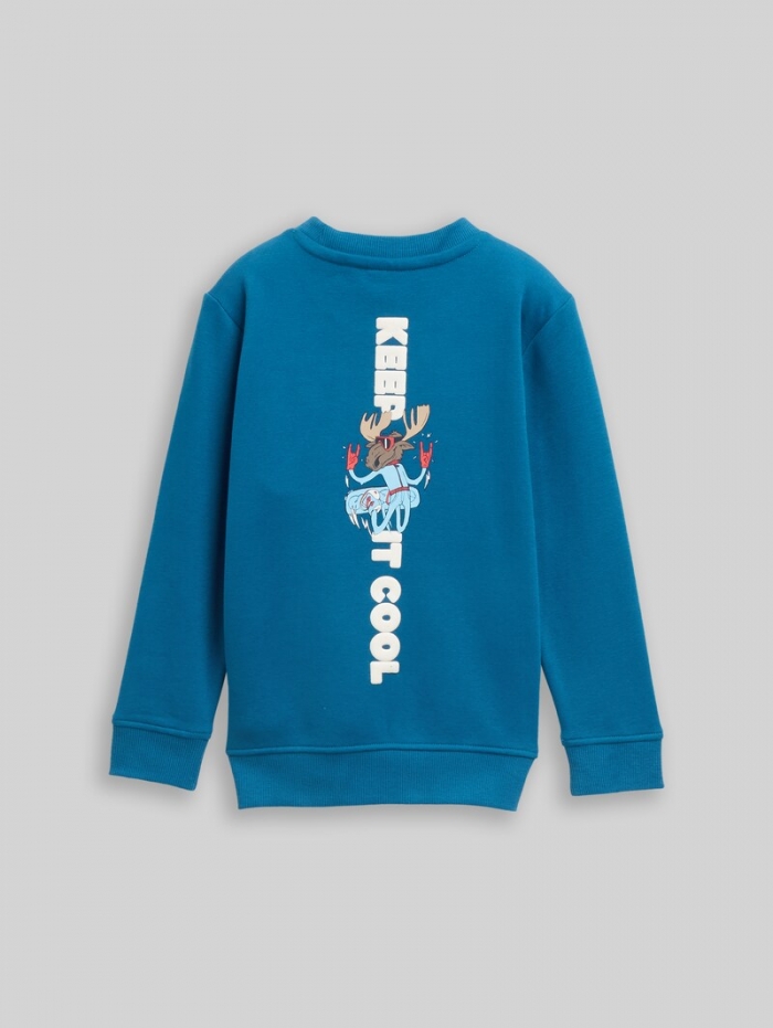 Tom Tailor Basic Sweatshirt mit Rückenprint - Dark Tile Green Tom Tailor Basic Sweatshirt mit Rückenprint - Dark Tile Green