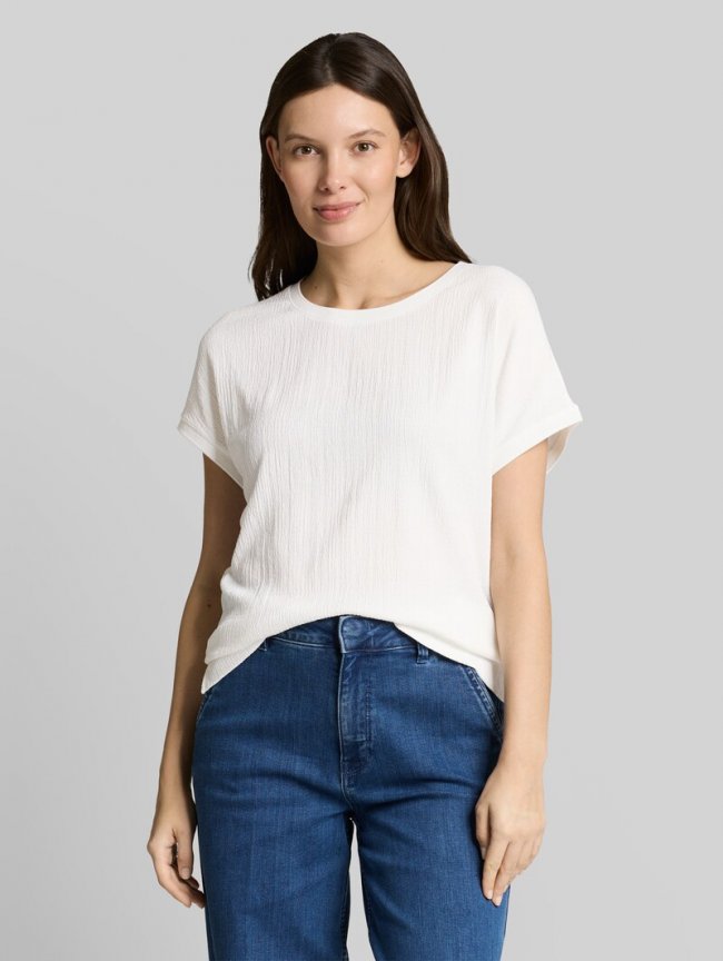 Tom Tailor T-Shirt im Material-Mix - Whisper White Tom Tailor T-Shirt im Material-Mix - Whisper White