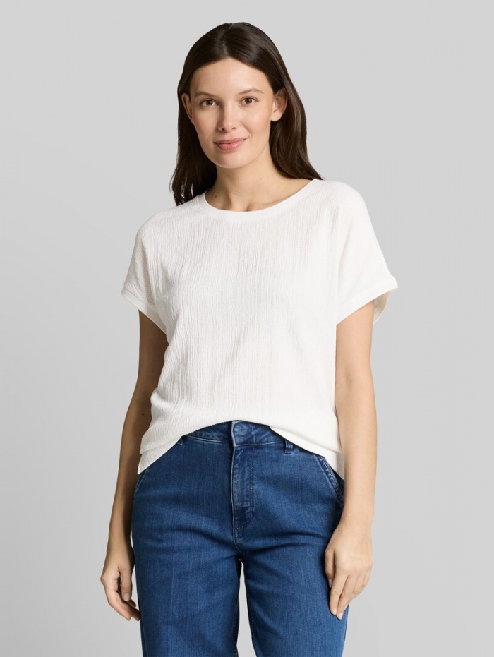 Tom Tailor T-Shirt im Material-Mix - Whisper White Tom Tailor T-Shirt im Material-Mix - Whisper White