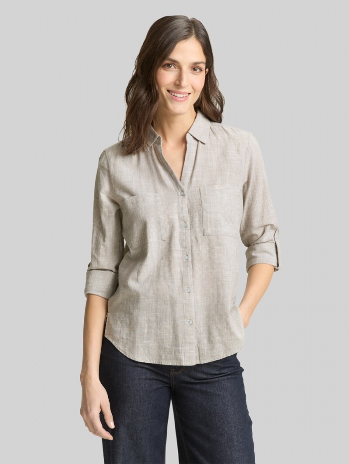 Tom Tailor Bluse mit Brusttaschen - Soft Taupe Grey Tom Tailor Bluse mit Brusttaschen - Soft Taupe Grey