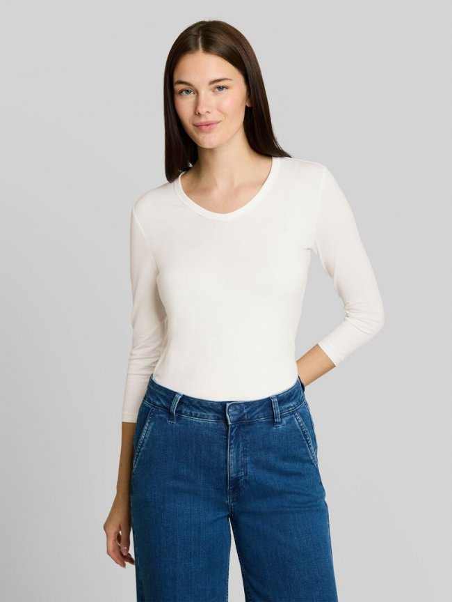 Tom Tailor Basic Langarmshirt mit V-Ausschnitt - Whisper White Tom Tailor Basic Langarmshirt mit V-Ausschnitt - Whisper White