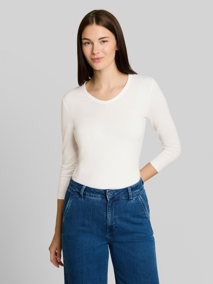 Tom Tailor Basic Langarmshirt mit V-Ausschnitt - Whisper White Tom Tailor Basic Langarmshirt mit V-Ausschnitt - Whisper White