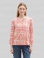 Tom Tailor Henley Langarmshirt mit Muster - Berry Red Check Design