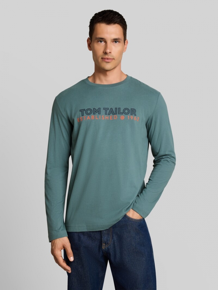 Tom Tailor Langarmshirt mit Logo-Print - Deep Bluish Green Tom Tailor Langarmshirt mit Logo-Print - Deep Bluish Green