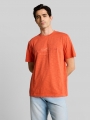 Tom Tailor T-Shirt in Melange-Optik mit Print - Chili Orange Tom Tailor T-Shirt in Melange-Optik mit Print - Chili Orange