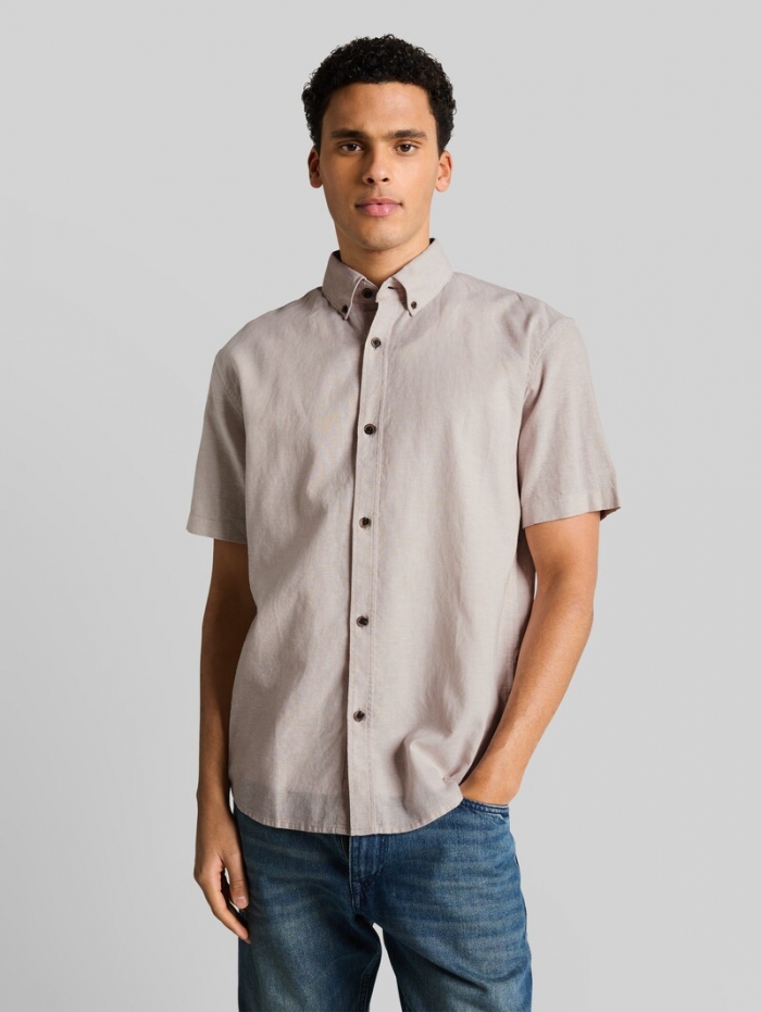 Tom Tailor Relaxed Fit Kurzarmhemd mit Leinenanteil - Muted Grey Chambray Tom Tailor Relaxed Fit Kurzarmhemd mit Leinenanteil - Muted Grey Chambray