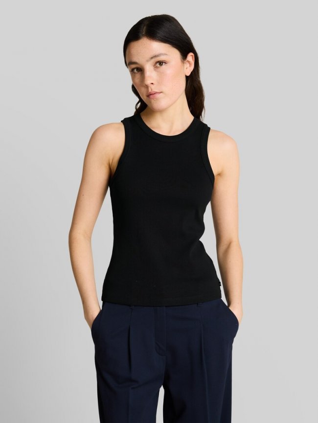 Tom Tailor Slim Fit Top mit Rippstruktur - Deep Black Tom Tailor Slim Fit Top mit Rippstruktur - Deep Black