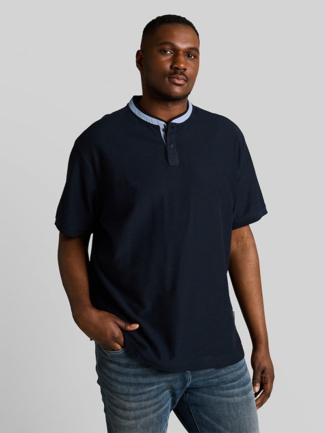 Tom Tailor Plus Size - Poloshirt mit Stehkragen - Sky Captain Blue Tom Tailor Plus Size - Poloshirt mit Stehkragen - Sky Captain Blue