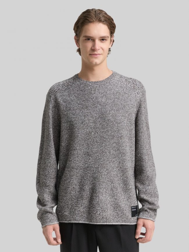 Tom Tailor Strickpullover in Melange-Optik - Grey White Mouline Tom Tailor Strickpullover in Melange-Optik - Grey White Mouline