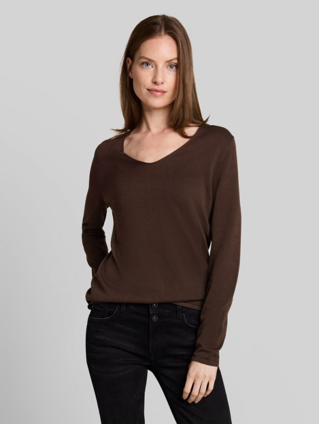 Tom Tailor Strickpullover mit V-Ausschnitt - Java Dark Brown Tom Tailor Strickpullover mit V-Ausschnitt - Java Dark Brown