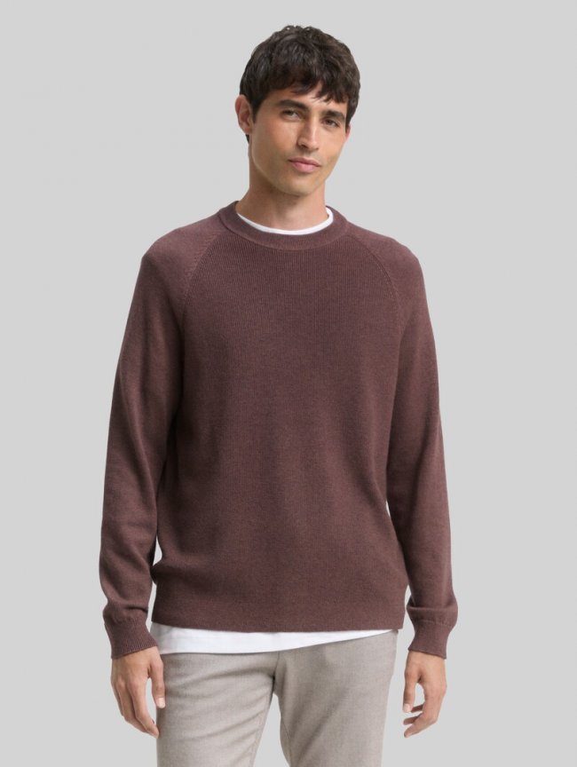 Tom Tailor Strickpullover mit Wollanteil - Bag Brown Melange Tom Tailor Strickpullover mit Wollanteil - Bag Brown Melange