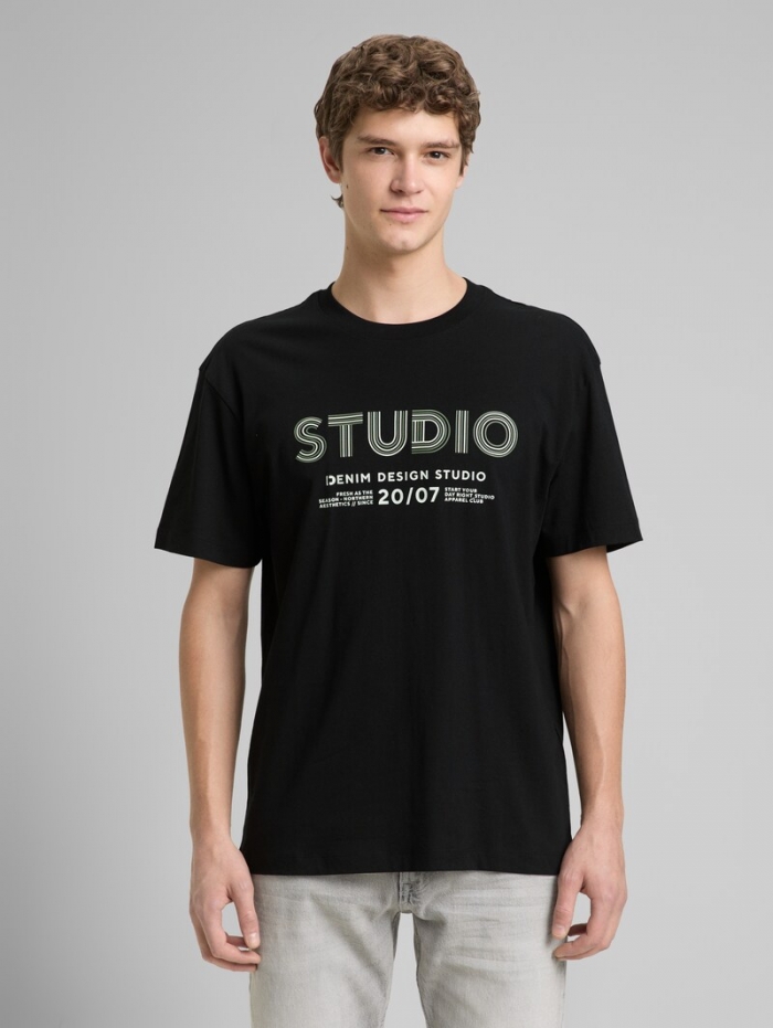 Tom Tailor Relaxed Fit T-Shirt mit Print - Black Tom Tailor Relaxed Fit T-Shirt mit Print - Black