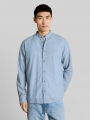 Tom Tailor Regular Fit Hemd mit Leinenanteil - Bleeched Blue Chambray