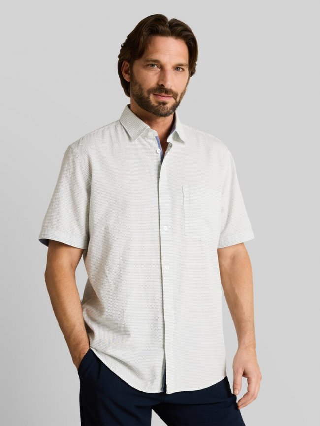 Tom Tailor Regular Fit Kurzarmhemd aus Baumwolle - Gardenia White Dot Structure Tom Tailor Regular Fit Kurzarmhemd aus Baumwolle - Gardenia White Dot Structure