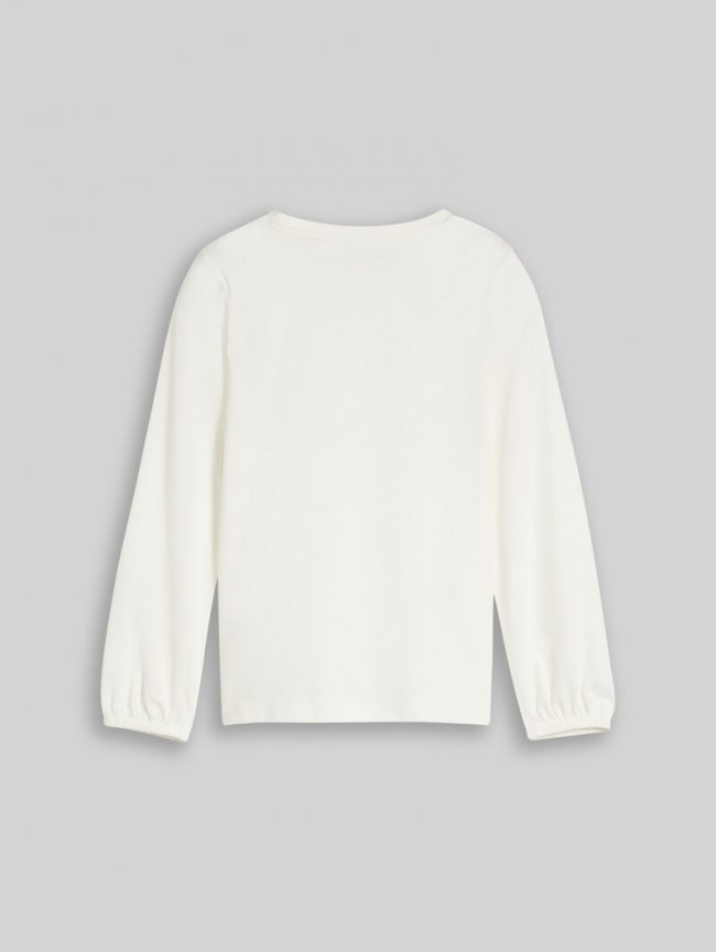 Tom Tailor Langarmshirt mit Wendepailletten - Whisper White Tom Tailor Langarmshirt mit Wendepailletten - Whisper White