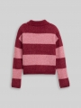 Tom Tailor Cropped Strickpullover mit Colour Blocking - Burgundy Pink Block Stripe