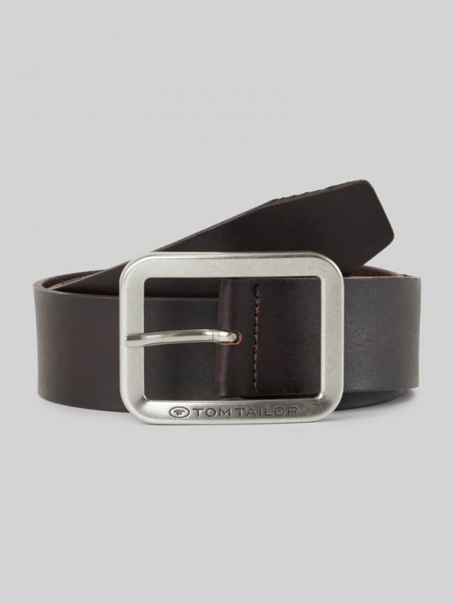 Tom Tailor TTTED Ledergürtel mit eckiger Dornschließe - Brown Uni Tom Tailor TTTED Ledergürtel mit eckiger Dornschließe - Brown Uni