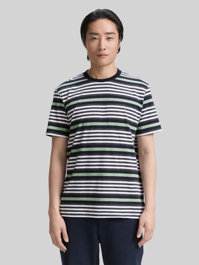 Tom Tailor T-Shirt mit Streifenmuster - Navy Multicolor Melange Stripe Tom Tailor T-Shirt mit Streifenmuster - Navy Multicolor Melange Stripe