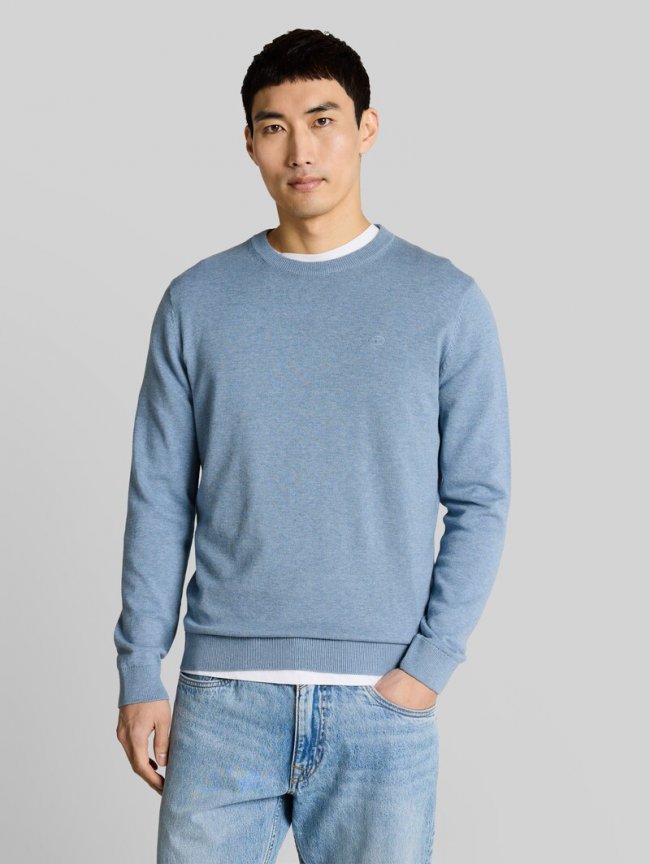 Tom Tailor Basic Strickpullover aus Baumwolle - Mountain Spring Blue Melange Tom Tailor Basic Strickpullover aus Baumwolle - Mountain Spring Blue Melange