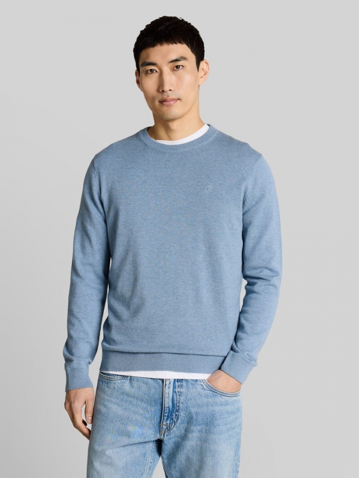 Tom Tailor Basic Strickpullover aus Baumwolle - Mountain Spring Blue Melange Tom Tailor Basic Strickpullover aus Baumwolle - Mountain Spring Blue Melange
