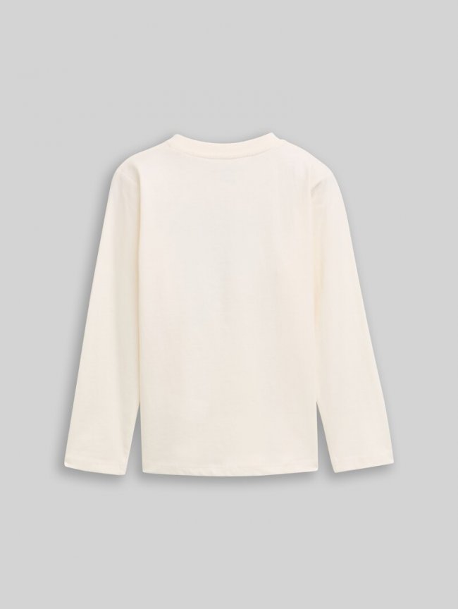 Tom Tailor Langarmshirt mit Print - Wool White Tom Tailor Langarmshirt mit Print - Wool White