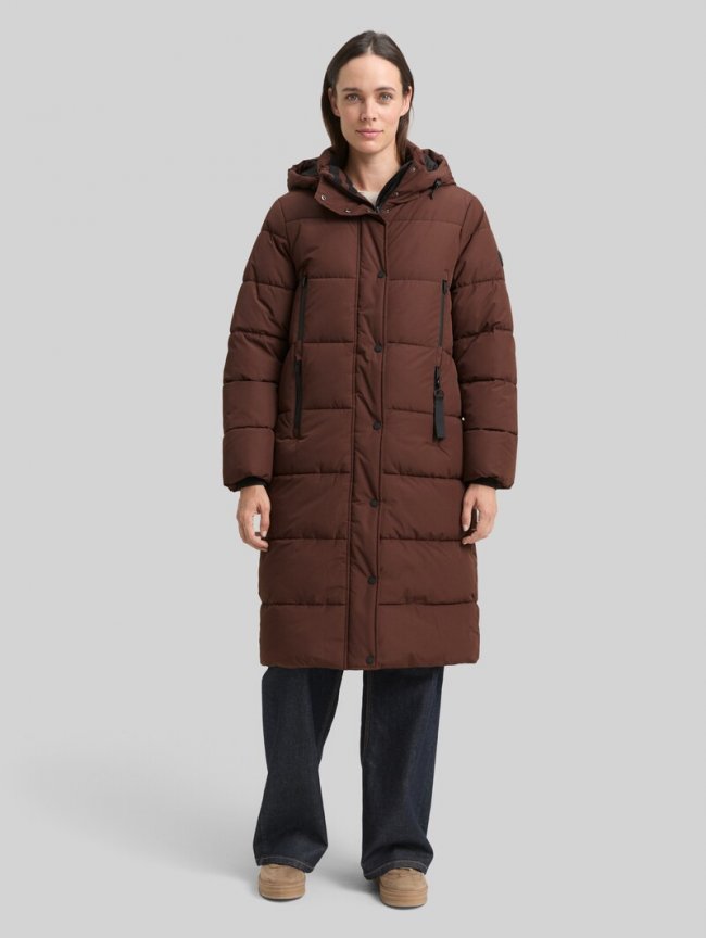 Tom Tailor Puffer-Mantel mit abnehmbarer Kapuze - Dark Pecan Brown Tom Tailor Puffer-Mantel mit abnehmbarer Kapuze - Dark Pecan Brown