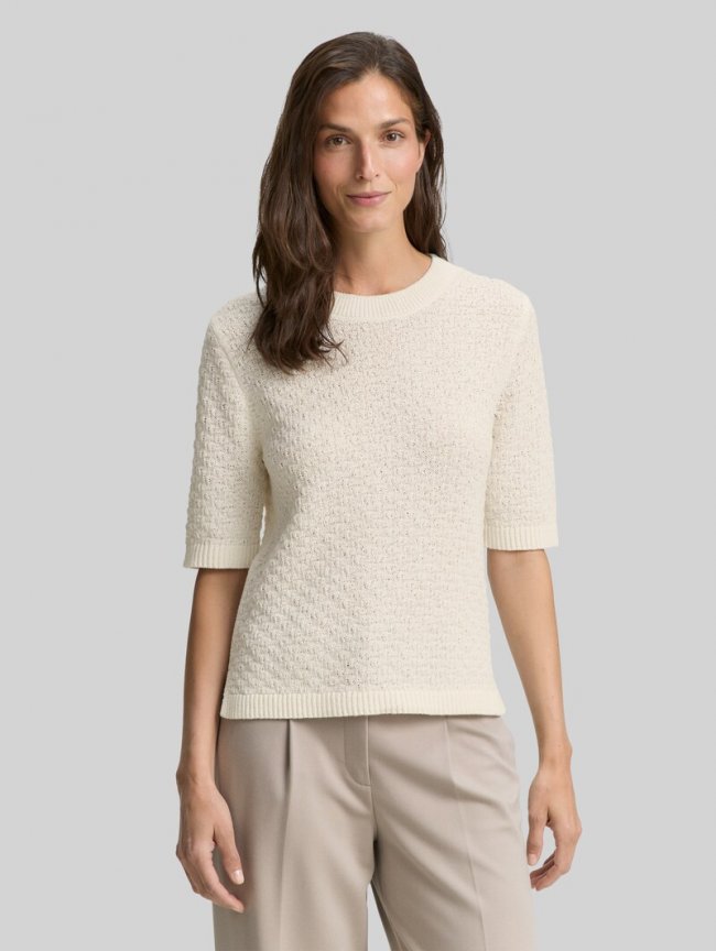 Tom Tailor Strickpullover mit Struktur - Whisper White Tom Tailor Strickpullover mit Struktur - Whisper White