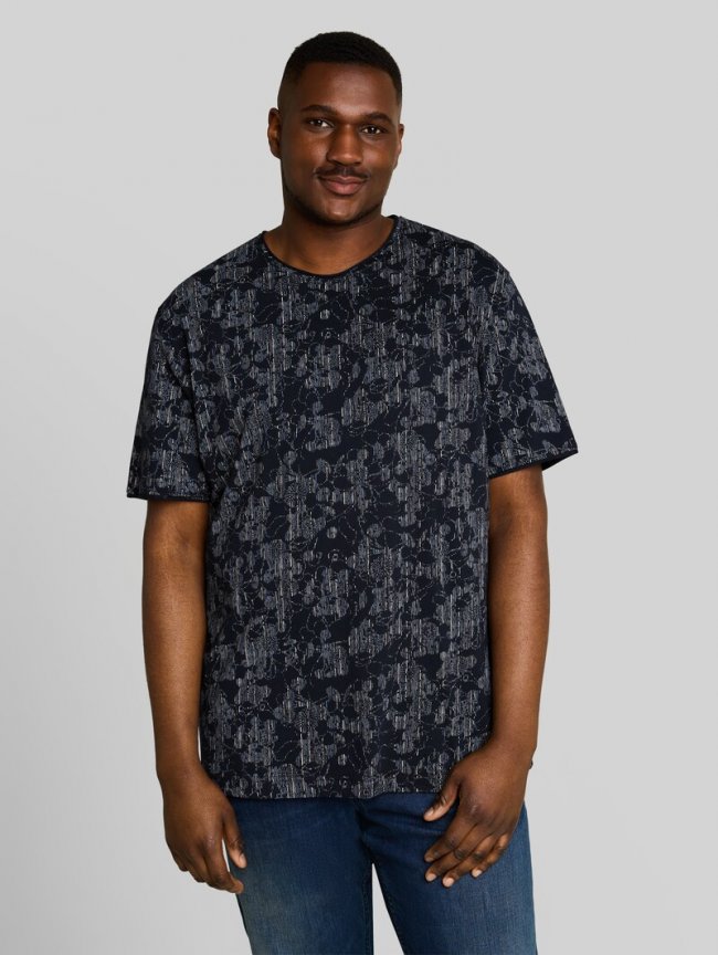 Tom Tailor Plus Size - T-Shirt mit Allover-Print - Navy Irregular Design Tom Tailor Plus Size - T-Shirt mit Allover-Print - Navy Irregular Design