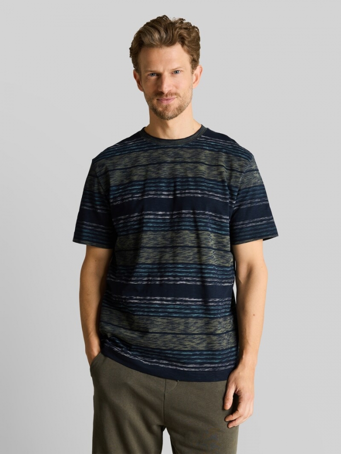 Tom Tailor T-Shirt mit Inside-Out Streifenmuster - Deep Leaf Green Multi Stripe Tom Tailor T-Shirt mit Inside-Out Streifenmuster - Deep Leaf Green Multi Stripe