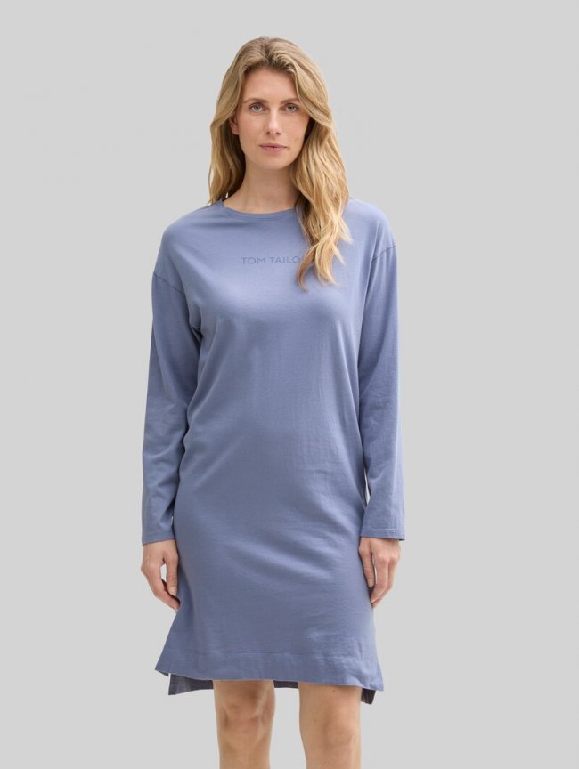 Tom Tailor Nachthemd mit Logo Print - Blue-medium-solid Tom Tailor Nachthemd mit Logo Print - Blue-medium-solid