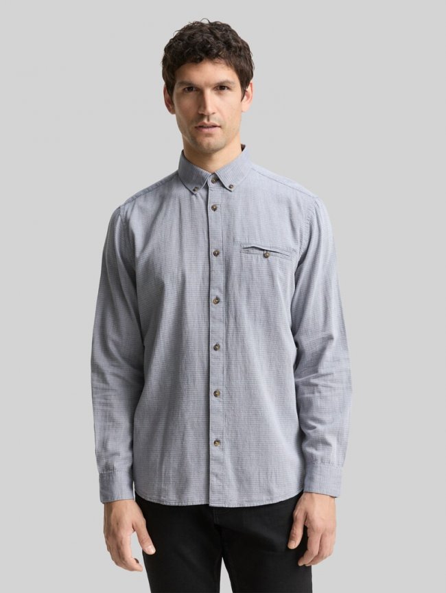 Tom Tailor Regular Fit Hemd aus Baumwolle - Navy Stripy Structure Tom Tailor Regular Fit Hemd aus Baumwolle - Navy Stripy Structure