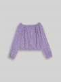 Tom Tailor Cropped Bluse mit Carmen-Ausschnitt - Purple Small Heart Print Tom Tailor Cropped Bluse mit Carmen-Ausschnitt - Purple Small Heart Print