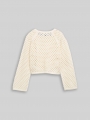 Tom Tailor Cropped Strickpullover mit Lochmuster - Gardenia White Tom Tailor Cropped Strickpullover mit Lochmuster - Gardenia White