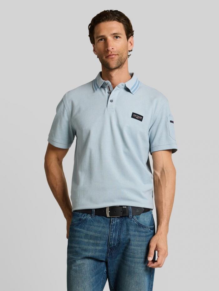 Tom Tailor Poloshirt mit Ärmeltasche - Blue White Two Tone Tom Tailor Poloshirt mit Ärmeltasche - Blue White Two Tone